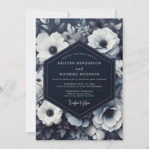 Invitación Boda Elegancia Nocturna Floral Marina