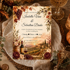 Invitación Boda Elegancia Otoñal Viñedo Rústico