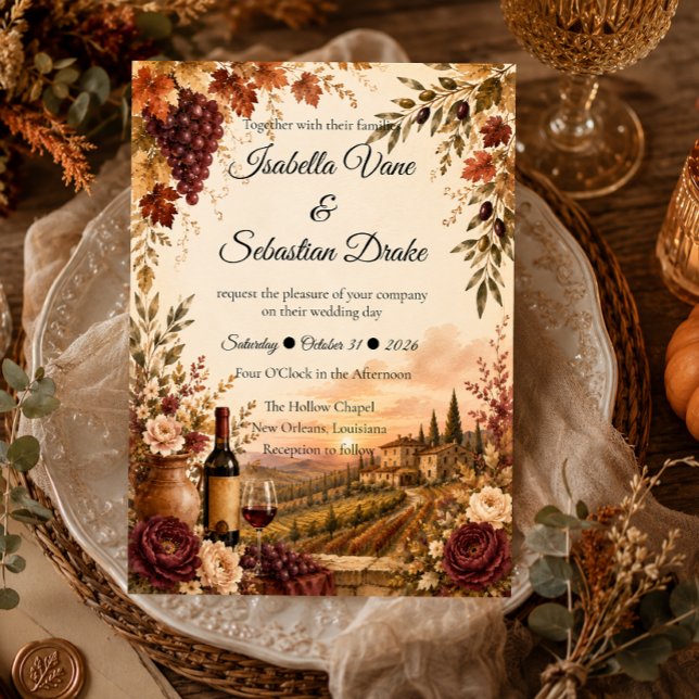 Invitación Boda Elegancia Otoñal Viñedo Rústico (Subido por el creador)