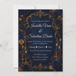 Invitación Boda Elegancia Otoño Medianoche Encantada