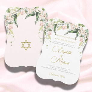 Invitación Boda Elegant Chuppah Rosas Greenery Jewish