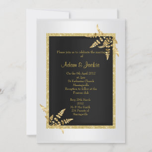 Invitación Boda ELEGANT CLASSY de la hoja de oro negro platea