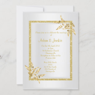 Invitación Boda ELEGANT CLASSY de la hoja de oro plateada