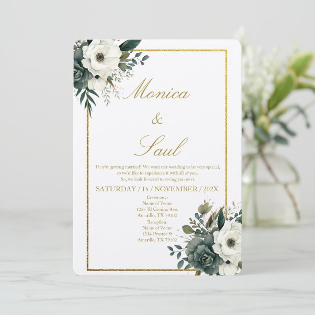 Invitación Boda elegante (Anverso de pie)