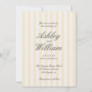 Invitación Boda elegante a rayas amarillo