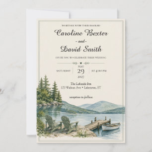 Invitación Boda elegante al aire libre junto al lago con acua