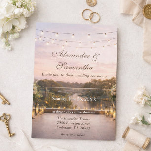 Invitación Boda elegante al atardecer junto al río
