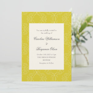 Invitación Boda Elegante Amarillo Damasco Antiguo Ornate