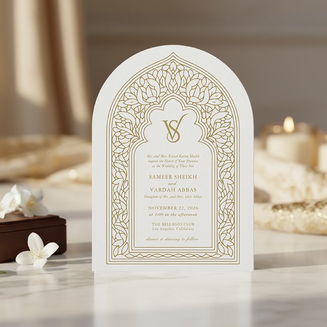 Invitación Boda Elegante Árabe de Oro (Arabesque Wedding Invitation)