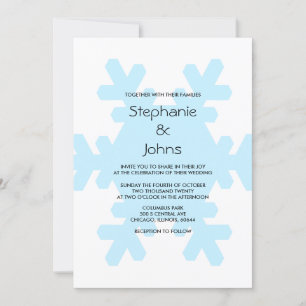 Invitación Boda elegante azul blanca de invierno