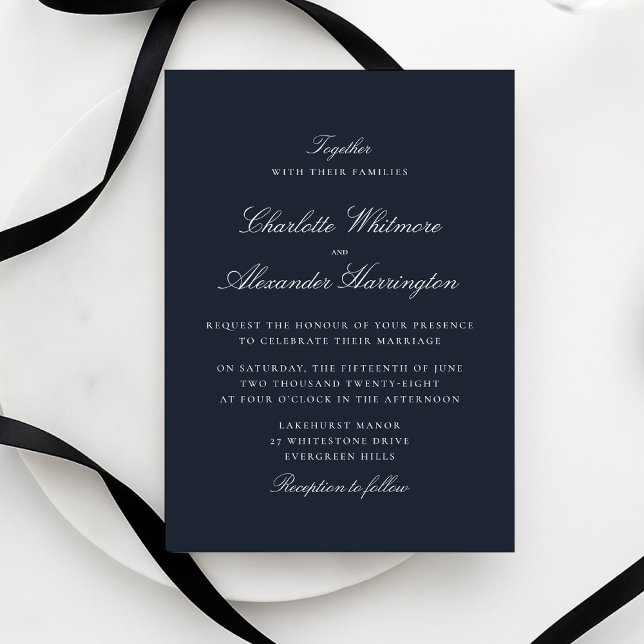 Invitación Boda Elegante Azul de la Marina Estética de Dinero (Subido por el creador)