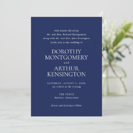 Invitación Boda elegante azul de la Marina Moderna