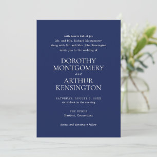 Invitación Boda elegante azul de la Marina Moderna
