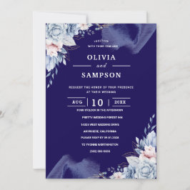 Invitación Boda elegante azul marino