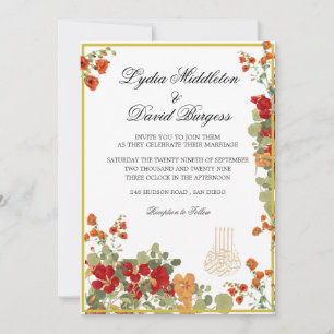 Invitación Boda Elegante Bismillah Floral Moderno