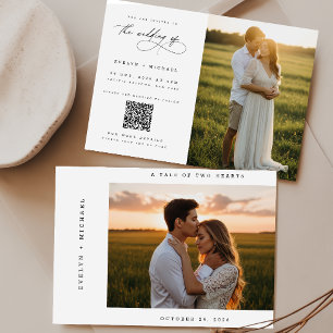 Invitación Boda elegante boho con código QR y foto presupuest