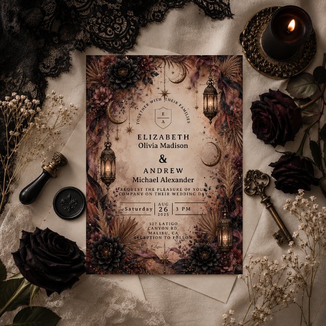 Invitación Boda Elegante Boho Goth (Subido por el creador)