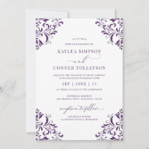 Invitación Boda elegante caligrafía ciruela / púrpura vintage