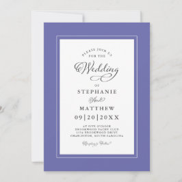 Invitación Boda elegante Caligrafía moderna azul pervinca