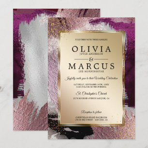 Invitación Boda Elegante Cepillo de Cepillo de Oro