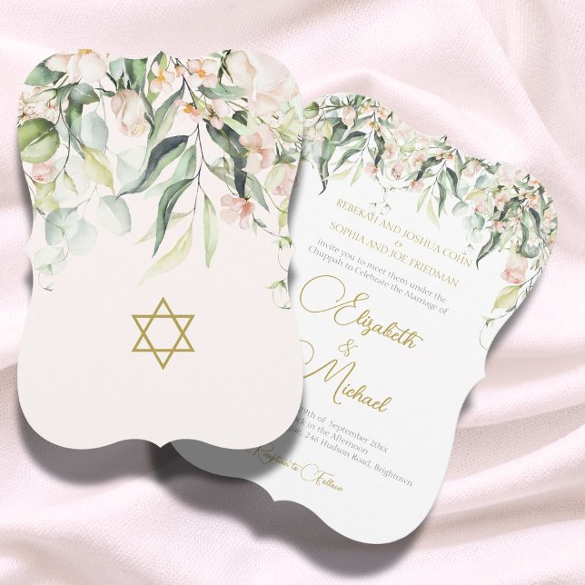 Invitación Boda Elegante Chuppah Floral Greeneration Judío (Subido por el creador)