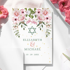 Invitación Boda Elegante Chuppah Foliage Floral Judío