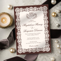 Boda Elegante Cisne Marrón Encaje Marfil Antiguo