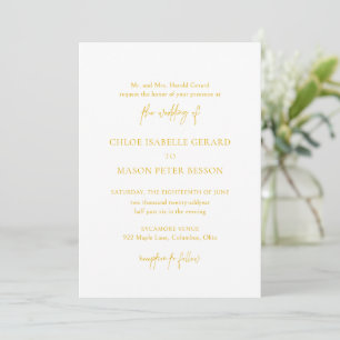 Invitación Boda elegante clásica amarilla