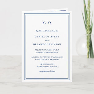 Invitación Boda elegante clásica azul de la Marina Gertrude