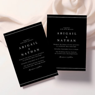 Invitación Boda elegante clásica blanca y negra