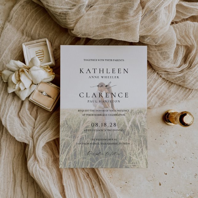 Invitación Boda elegante clásica de fotos en blanco y negro (Subido por el creador)