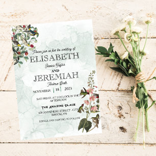 Invitación boda elegante clásico de lujo blanco y florido