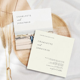 Invitación Boda elegante clásico de marfil-foto cuadrada