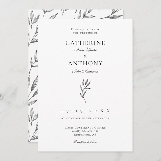 Invitación Boda elegante clásico simple Minimalista (Anverso / Reverso)