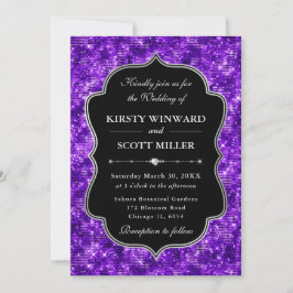 Invitación Boda elegante con brillo centelleante glam púrpura