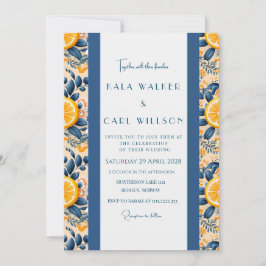 Invitación Boda elegante con cítrico y rosa rubor