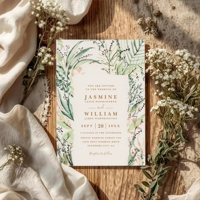 Invitación Boda elegante con código QR de destino tropical fr (Subido por el creador)