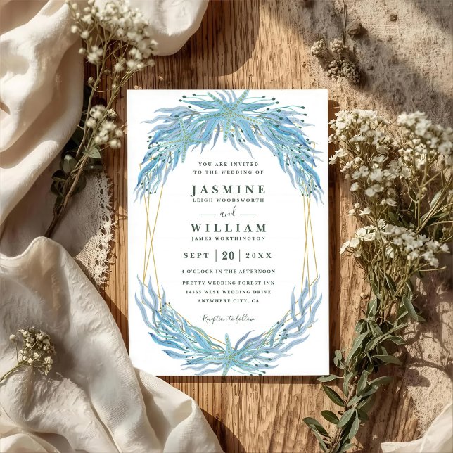 Invitación Boda elegante con código QR de estrella de mar del (Subido por el creador)