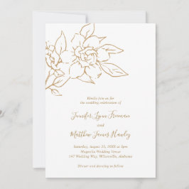 Invitación Boda elegante con estilo floral de la línea de oro