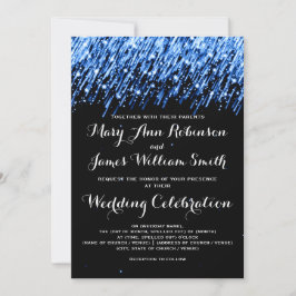 Invitación Boda elegante con estrellas fugaces azul zafiro