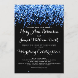 Invitación Boda elegante con estrellas fugaces azul zafiro