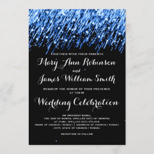 Invitación Boda elegante con estrellas fugaces azul zafiro
