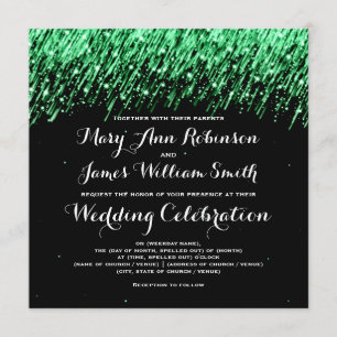 Invitación Boda elegante con estrellas fugaces "Verde Esmeral