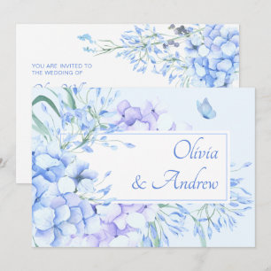 Invitación Boda elegante con flor azul violeta