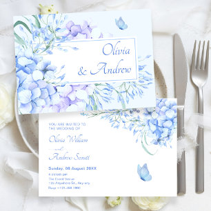 Invitación Boda elegante con flor azul violeta