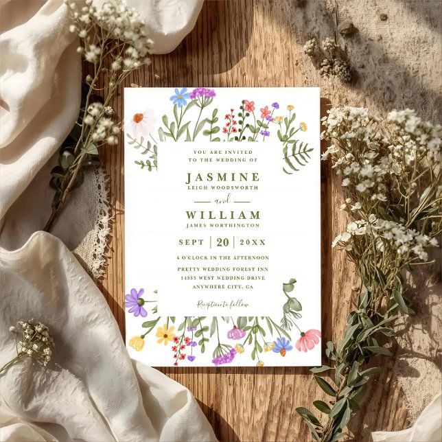 Invitación Boda elegante con flores silvestres rústicas moder (Subido por el creador)