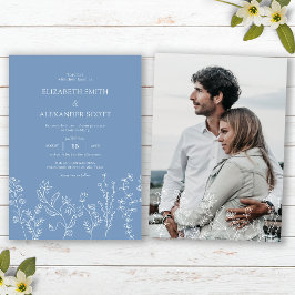 Invitación Boda elegante con foto de flor silvestre pervinca
