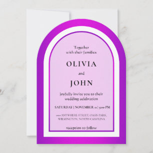 Invitación Boda elegante con gradiente púrpura