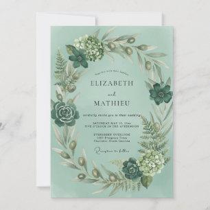 Invitación Boda elegante con helecho de espuma de mar