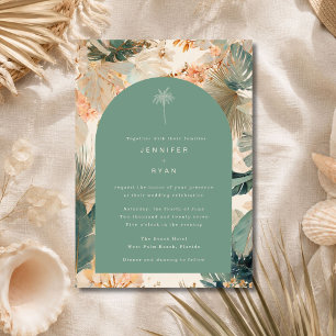Invitación Boda elegante con hojas de palma tropicales